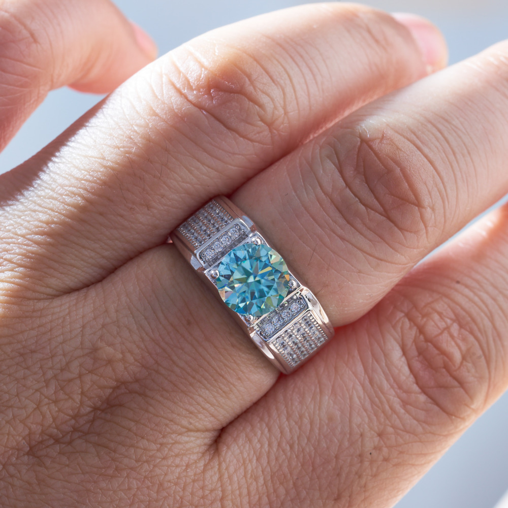 1 carat natural blue color moi - đánh giá và giá Moissanite Engagement Ring 1 Carat
