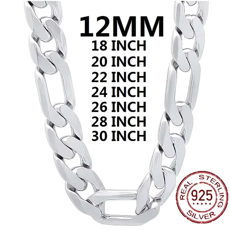 925 Sterling Silver Necklace F - đánh giá và giá Cuban Link Chain 12Mm