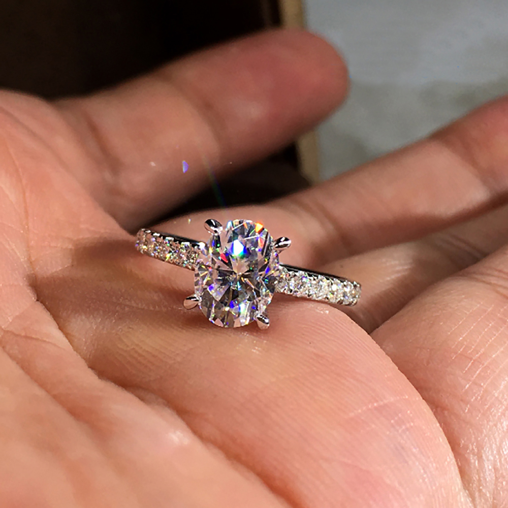 Custom Solid 10K White Gold Wo - đánh giá và giá Moissanite Engagement Ring 1 Carat