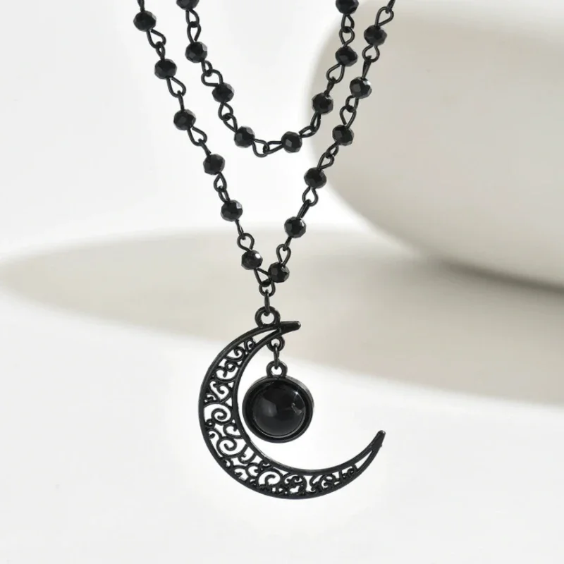 Gothic Layered Crescent Moon P - đánh giá và giá Layered Pendant Necklace Aesthetic