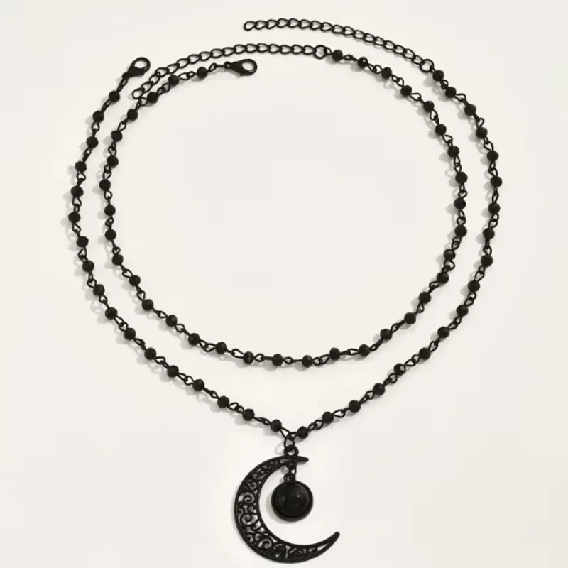Gothic Layered Crescent Moon P - đánh giá và giá Layered Pendant Necklace Aesthetic