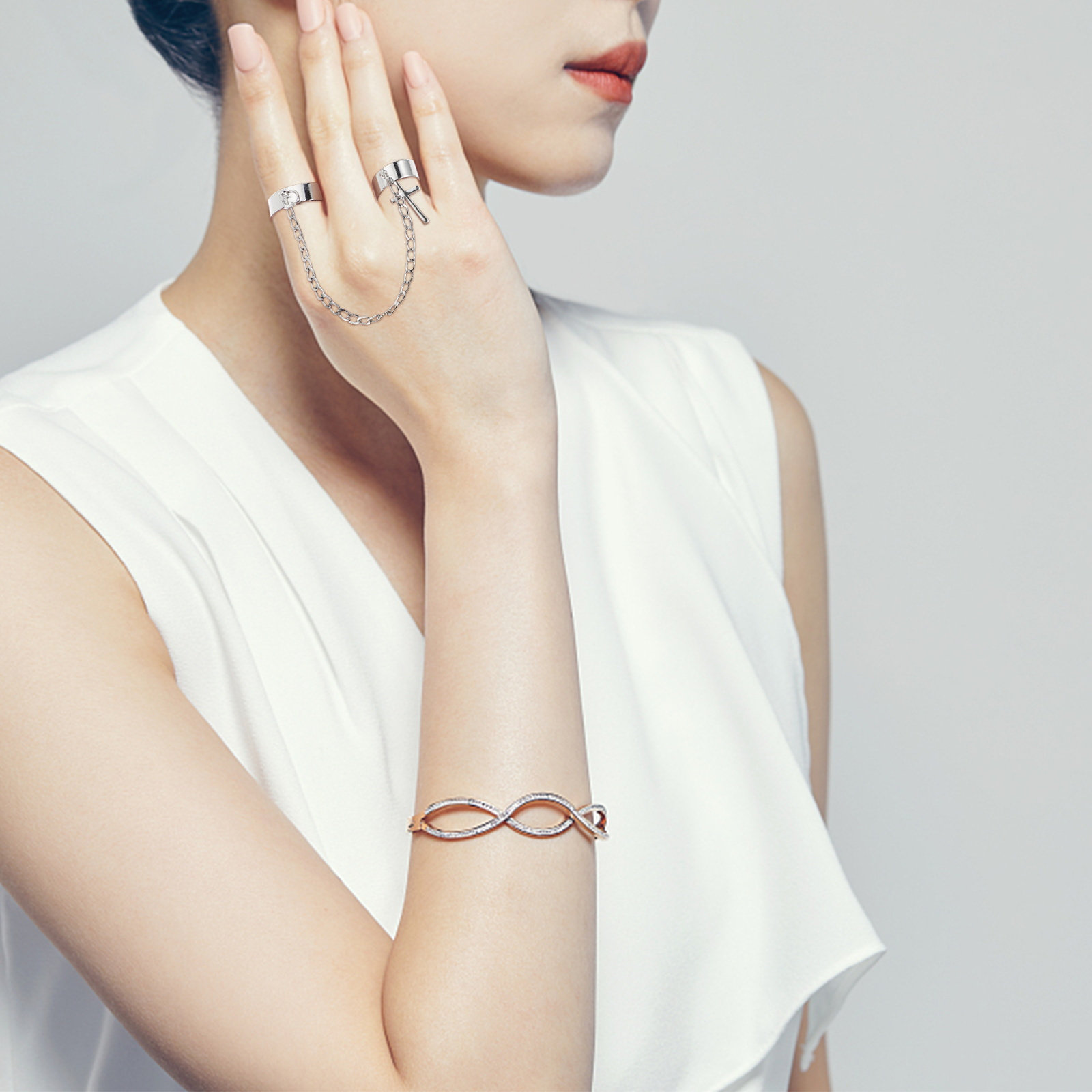 Knuckle Ring Set Cross Chain V - đánh giá và giá Vintage Punk Knuckle Rings Set