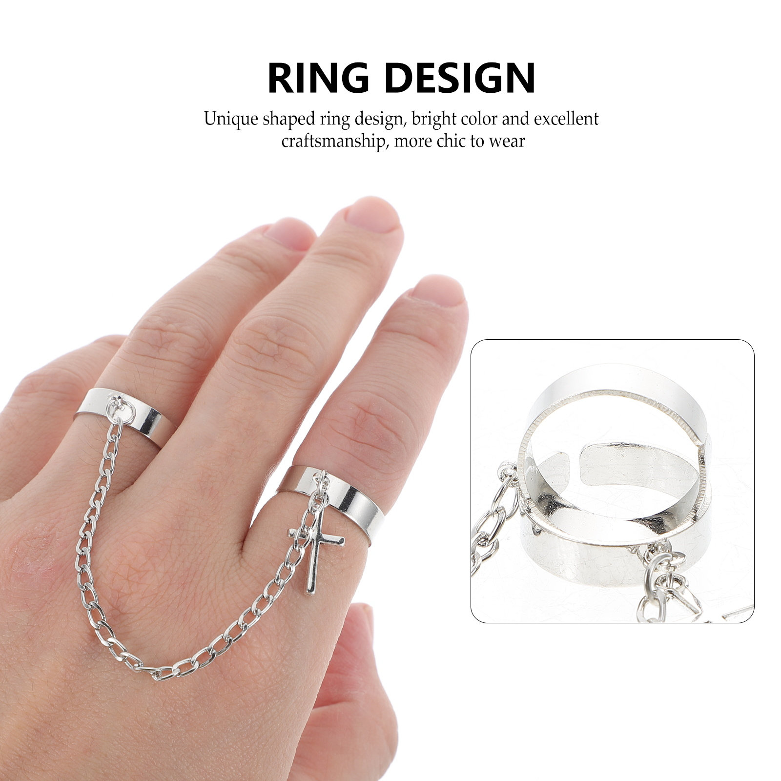 Knuckle Ring Set Cross Chain V - đánh giá và giá Vintage Punk Knuckle Rings Set