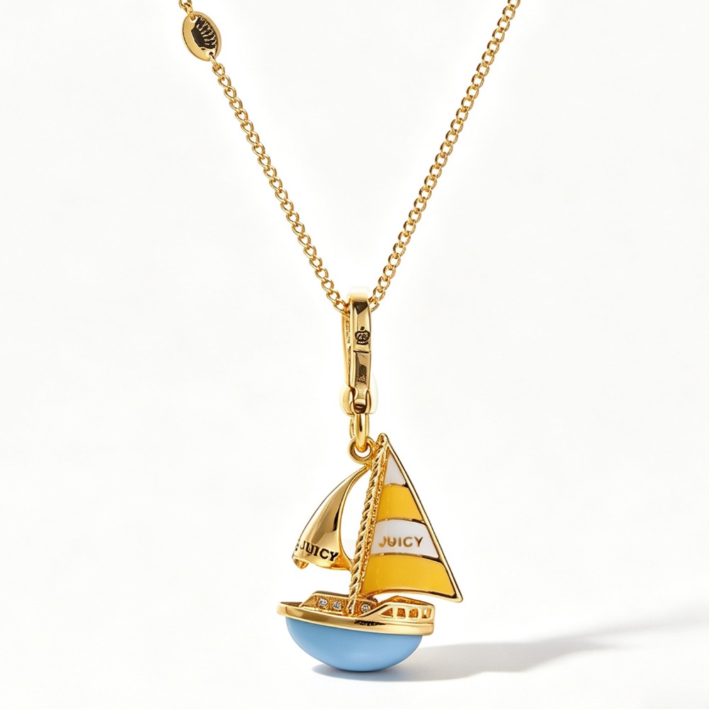 Elegant Enamel Glaze Blue Sail - đánh giá và giá Initial Letter Necklace 18K Gold