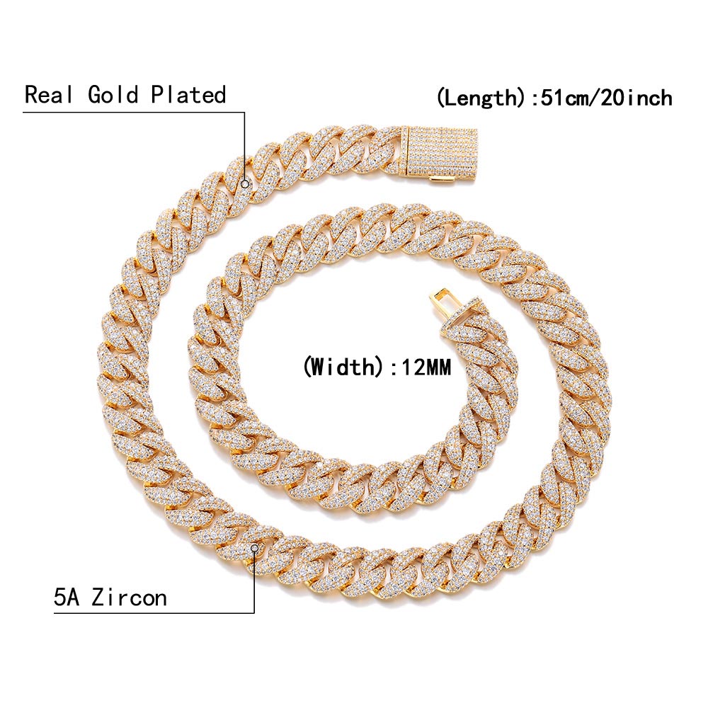 12mm Hip Hop Jewelry Diamond C - đánh giá và giá Cuban Link Chain 12Mm