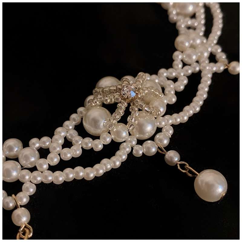 Mới Pha Lê Hoa Ngọc Trai Vòng  - đánh giá và giá Pearl Choker Necklace Vintage